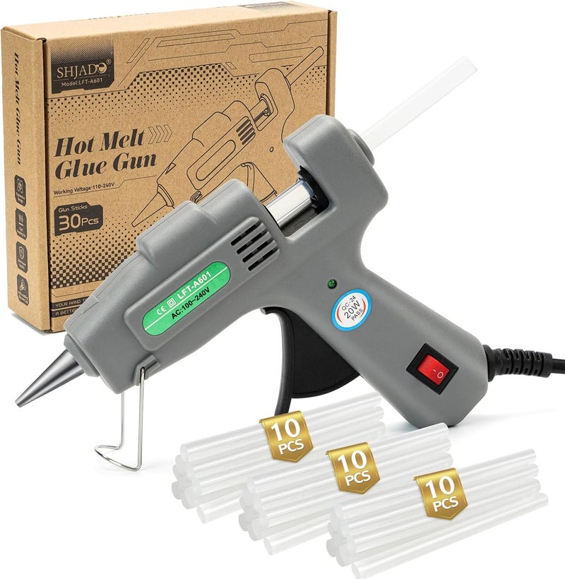 SUJADE Mini Hot Glue Gun Kit with 30 Glue Sticks - Fast Preheating Hot Melt Gun, High Temp for School Crafts DIY Arts and Quick Home Repairs(Grey) - Image 1